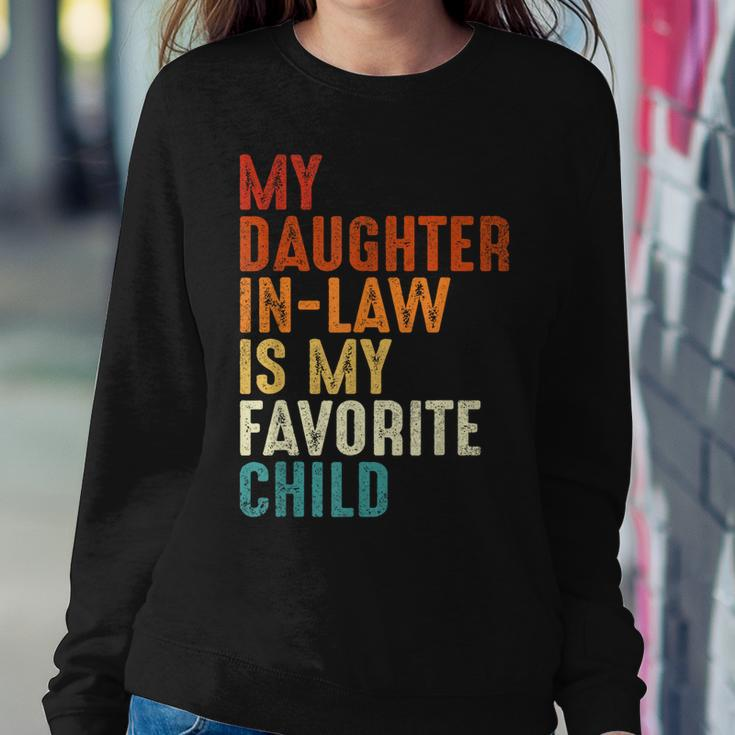 My Daughter In Law Is My Favorite Child Retro Fathers Day Women Crewneck Graphic Sweatshirt Funny Gifts