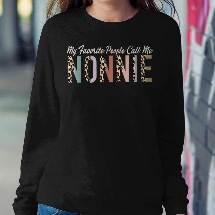 My Favorite People Call Me Nonnie Gifts Leopard Mothers Day Women Crewneck Graphic Sweatshirt Unique Gifts