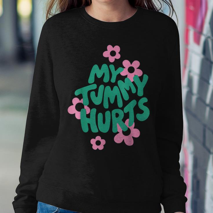My Tummy Hurts Aesthetic Cute Flower Groovy Graphic Women Crewneck Graphic Sweatshirt Unique Gifts