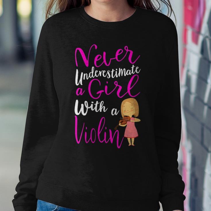 Never Underestimate A Girl With A Violin Cool Gift Gift For Womens Women Crewneck Graphic Sweatshirt Funny Gifts