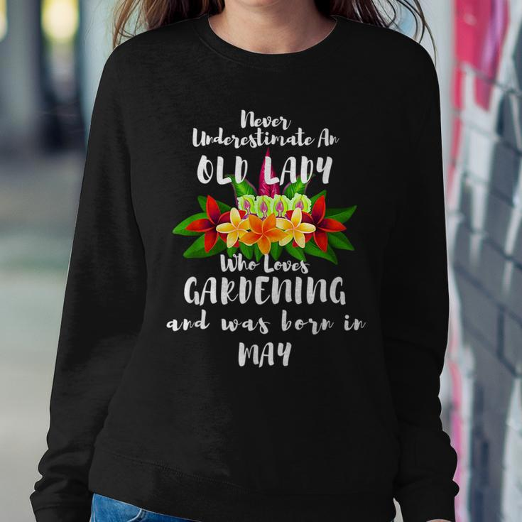 Never Underestimate An Old Lady Who Loves Gardening May Women Crewneck Graphic Sweatshirt Funny Gifts