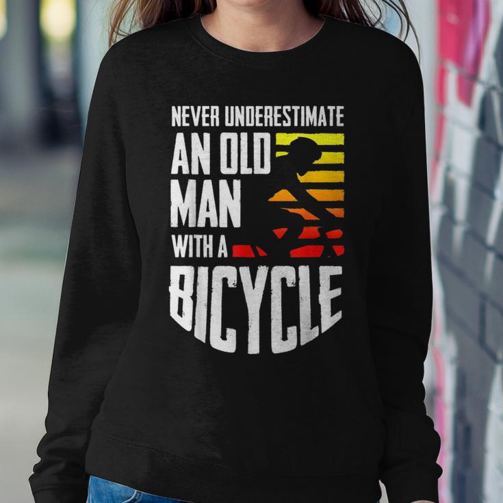 Never Underestimate An Old Man With A Bicycle Retired Gift Gift For Mens Women Crewneck Graphic Sweatshirt Funny Gifts