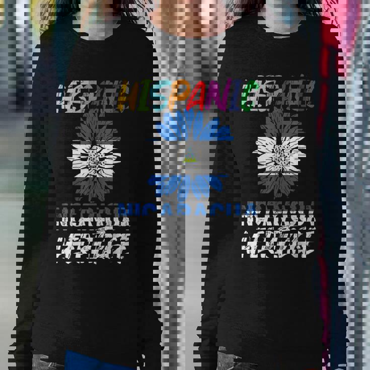 Nicaragua Flag Sunflower Hispanic Heritage Month Nicaraguan Women Sweatshirt Unique Gifts
