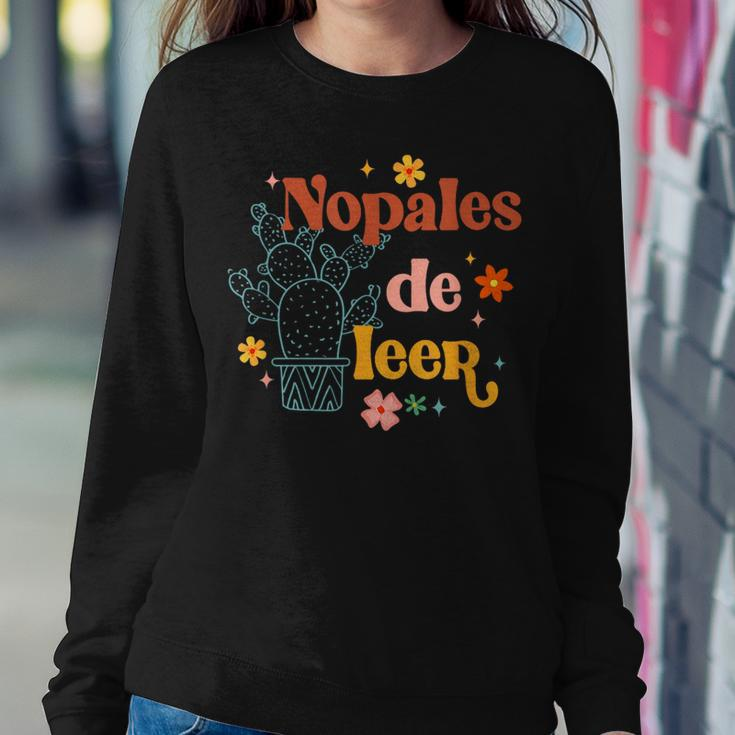 Nopales De Leer Spanish Teacher Maestra Cactus Bilingual Women Sweatshirt Unique Gifts