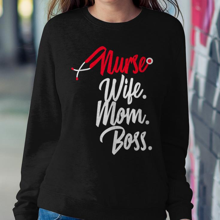 Nurse Wife Mom Boss Retro Nurse Sayings Quotes Nursing Women Sweatshirt Unique Gifts
