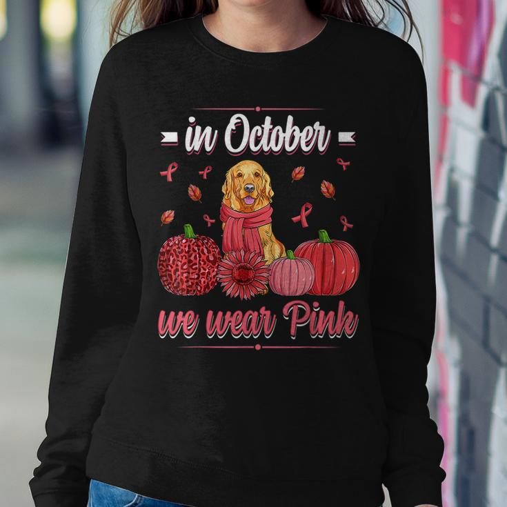 In October We Wear Pink Golden Retriever Breast Cancer For Women Women Sweatshirt Unique Gifts