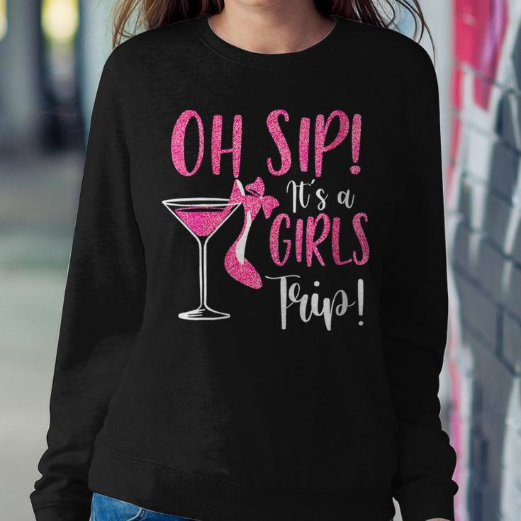 Oh Sip It Girls Trip Wine Party Travel High Heel Traveling Women Sweatshirt Funny Gifts