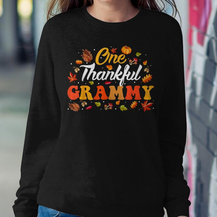 One Thankful Grammy Turkey Autumn Leaves Fall Thanksgiving Women Sweatshirt Personalized Gifts