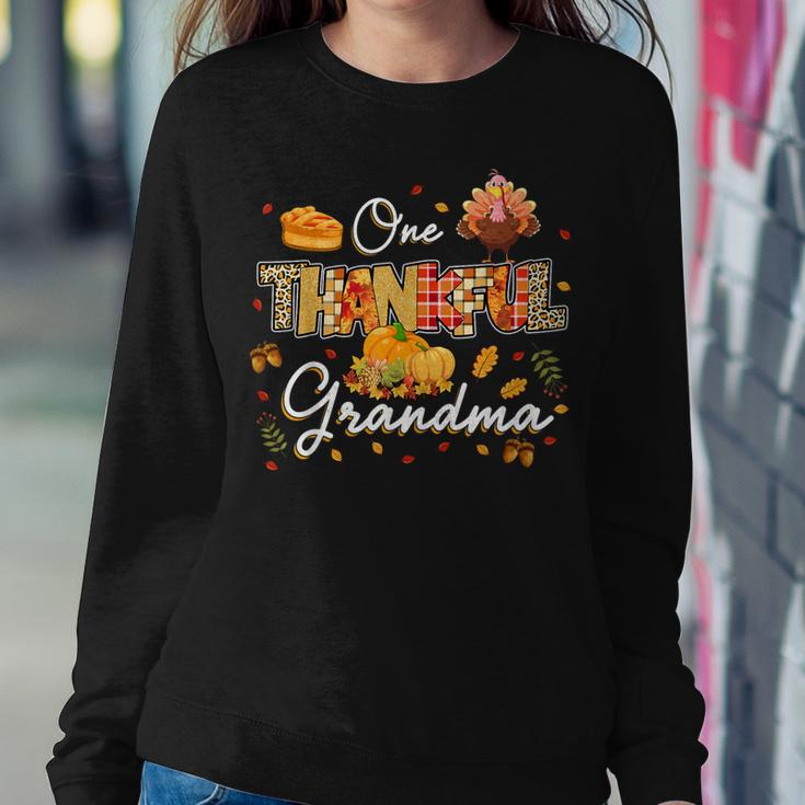 One Thankful Grandma Fall Leaves Autumn Grandma Thanksgiving Women Sweatshirt Personalized Gifts