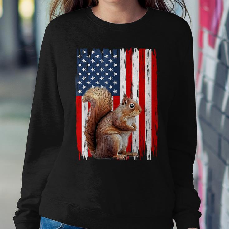 Patriotic Squirrel Usa Flag American 4Th Of July Women Sweatshirt Unique Gifts