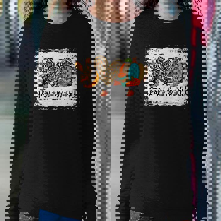 Peace Love Fall Autumn Leopard Heart Pumpkin Thanksgiving Thanksgiving Women Sweatshirt Unique Gifts