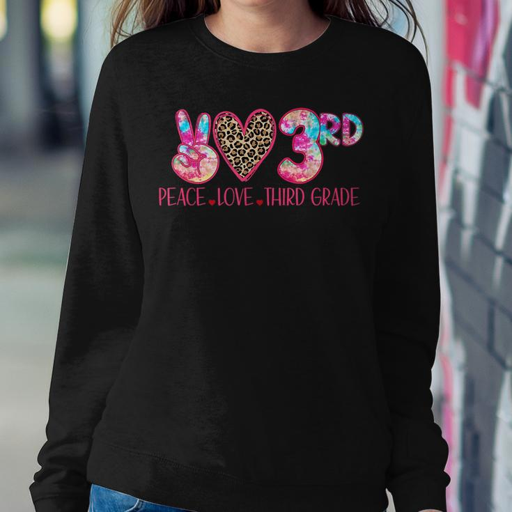 Peace Love Third 3Rd Grade Squad Back To School Teacher Girl Women Crewneck Graphic Sweatshirt Unique Gifts