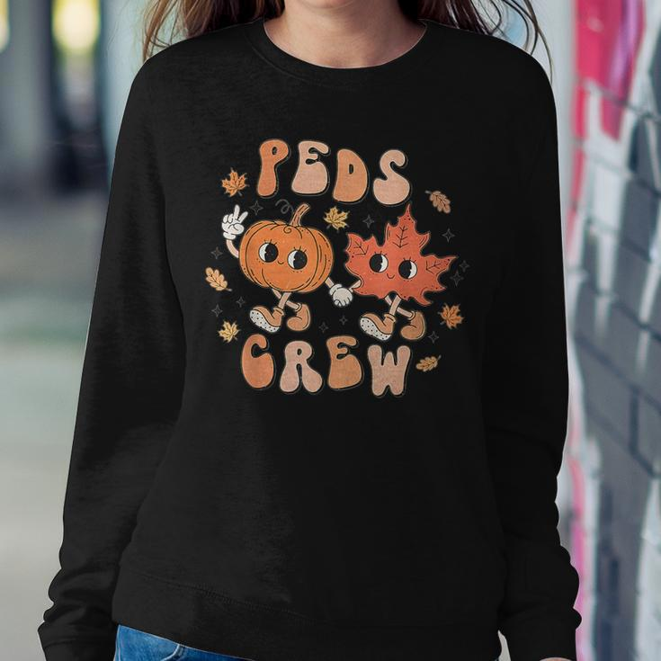 Peds Crew Pumpkin Thanksgiving Fall Pediatric Nurse Retro Women Sweatshirt Personalized Gifts