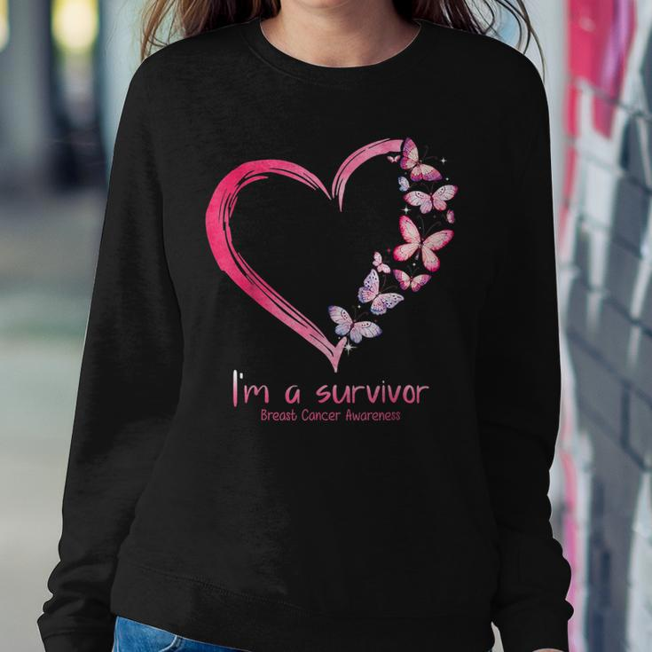 Pink Butterfly Heart I'm A Survivor Breast Cancer Awareness Women Sweatshirt Unique Gifts