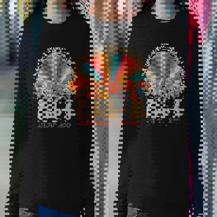 Prek Dream Team Retro Groovy Rainbow Back To School Teacher For Teacher Women Sweatshirt Unique Gifts