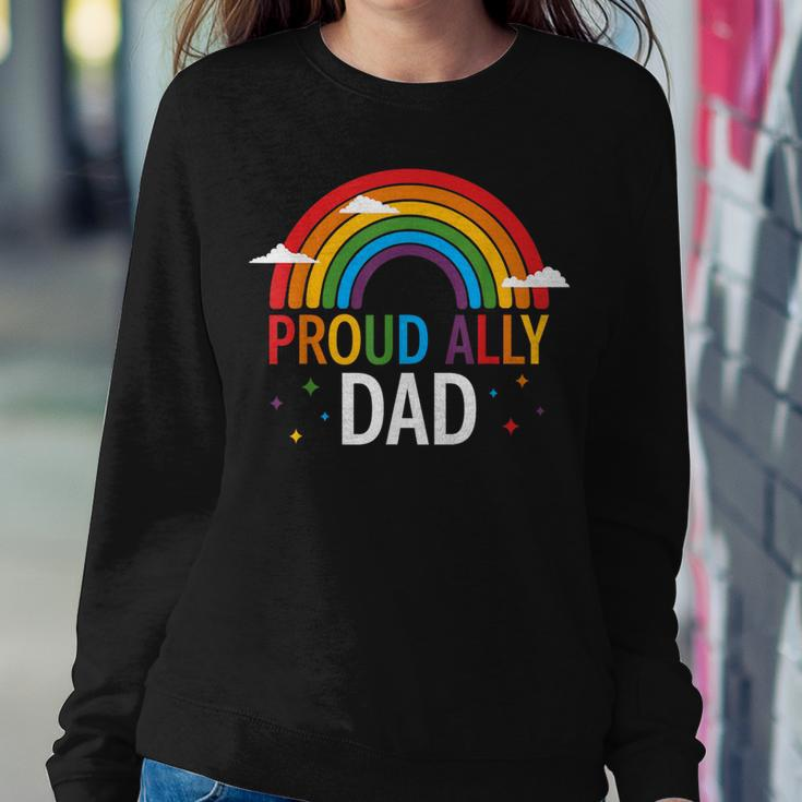 Proud Ally Dad Lgbt Vintage Rainbow Gay Pride Daddy Lgbt Women Crewneck Graphic Sweatshirt Funny Gifts