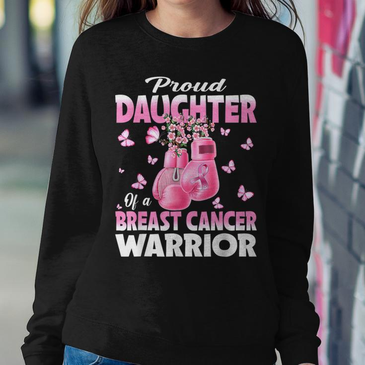 Proud Daughter Of A Breast Cancer Warrior Boxing Gloves Women Sweatshirt Funny Gifts
