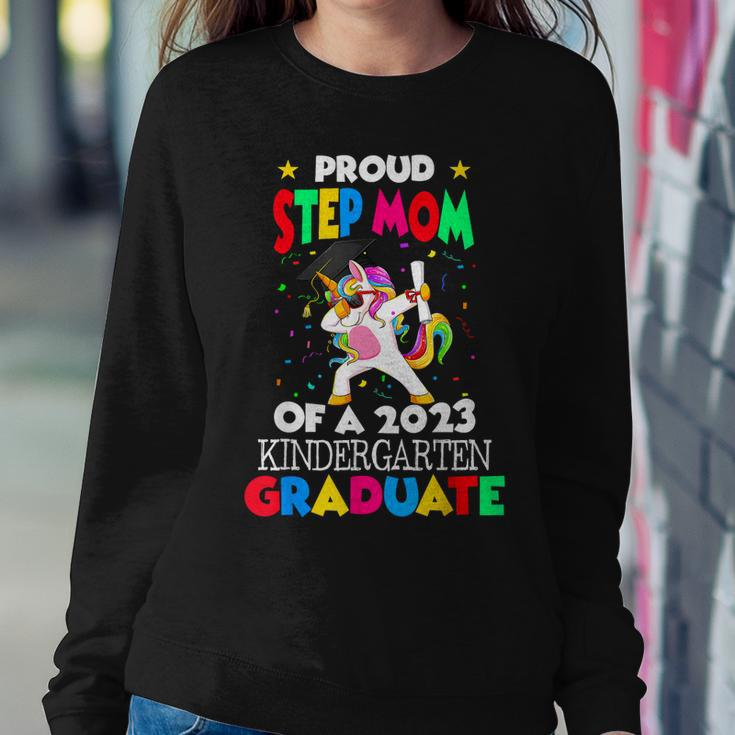 Proud Step Mom Of A 2023 Kindergarten Graduate Unicorn Grad Women Sweatshirt Unique Gifts