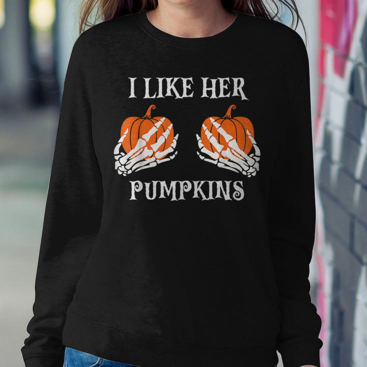 I Like Her Pumpkins Halloween Couple Custome Women Sweatshirt Funny Gifts