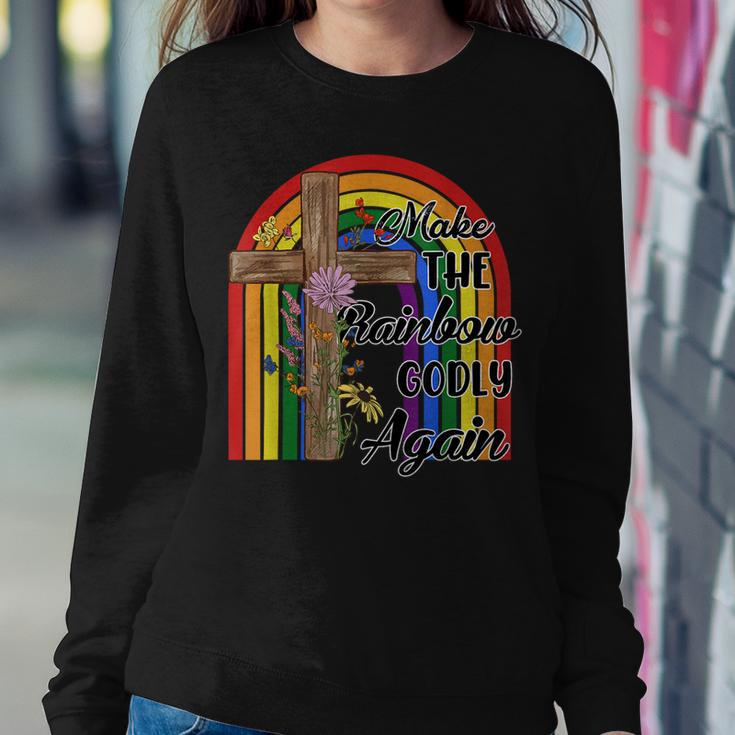 Make The Rainbow Godly Again Lgbt Flag Gay Pride Christian Women Sweatshirt Unique Gifts