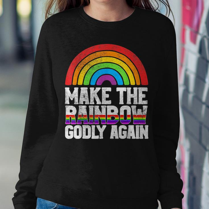 Make The Rainbow Godly Again Lgbt Flag Gay Pride Women Sweatshirt Unique Gifts
