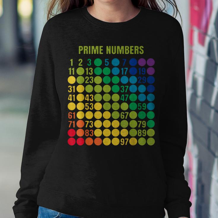 Rainbow Grid Of Prime Numbers School Teacher Women Sweatshirt Unique Gifts