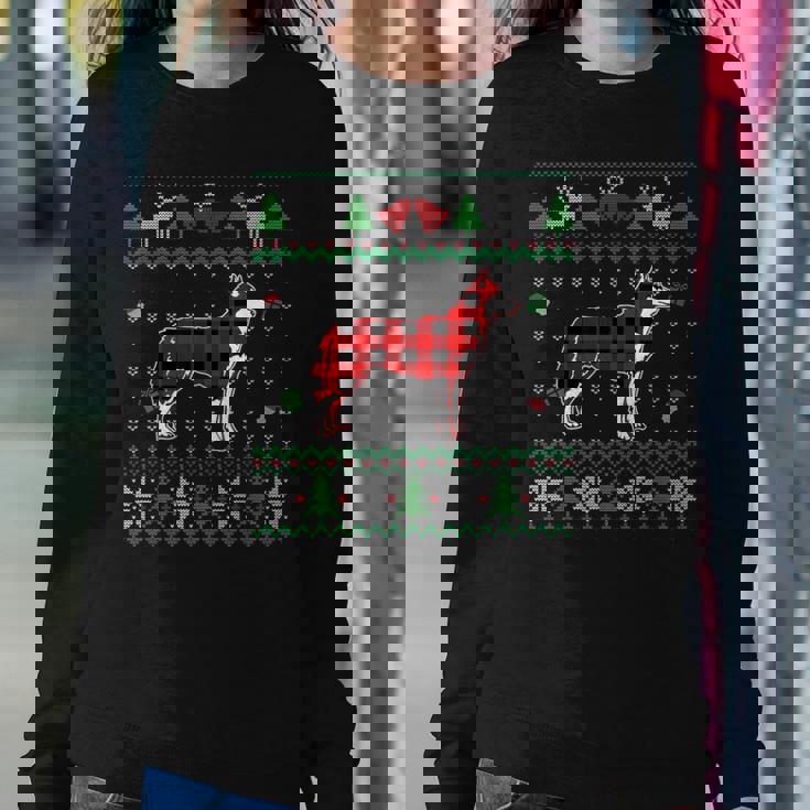 Red Plaid Siberian Husky Dog Ugly Christmas Sweater Women Sweatshirt Unique Gifts