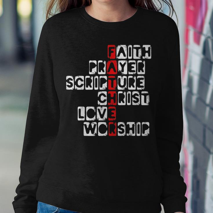 Religious Dad Christian Believer Fatherhood Fathers Day Women Crewneck Graphic Sweatshirt Funny Gifts