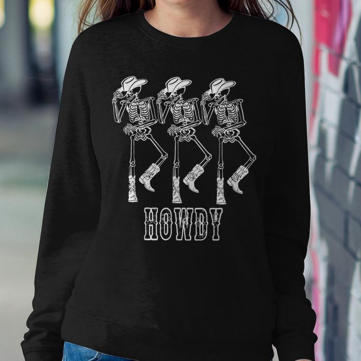 Retro Howdy Skeleton Cowgirl Dancing Cowboy Boots Horse Women Sweatshirt Unique Gifts