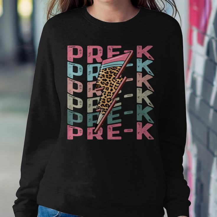 Retro Teacher Pre-K Leopard Cheetah Lightning Bolt Women Sweatshirt Funny Gifts