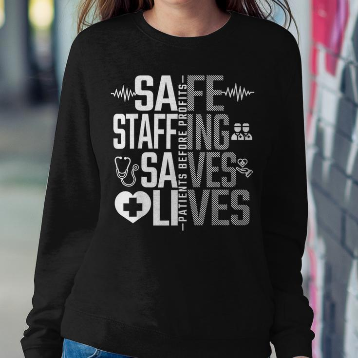 Safe Staffing Saves Lives Nurses March Nurse Strike Support Women Sweatshirt Funny Gifts