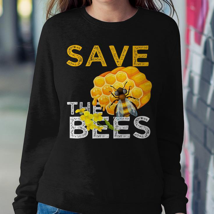 Savethe Bees Keeper Climatechange Flowers And Bees Themes Women Crewneck Graphic Sweatshirt Funny Gifts