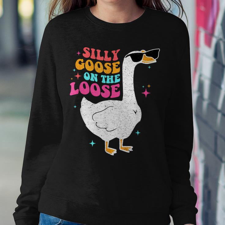 Silly Goose On The Loose Retro Vintage Groovy Women Sweatshirt Funny Gifts