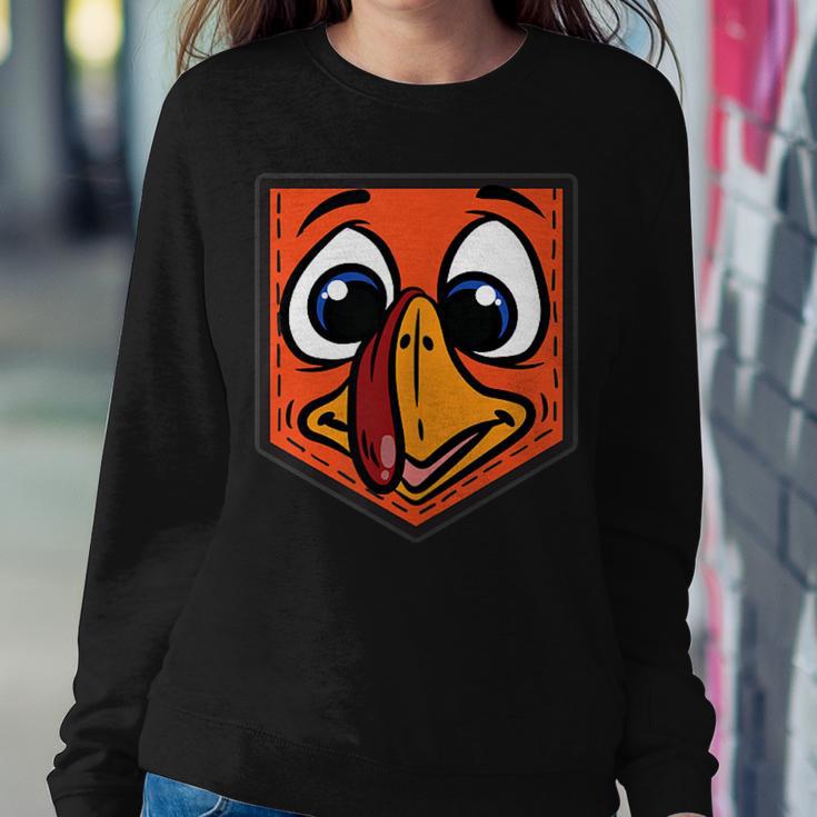 Silly Turkey Face Pocket Thanksgiving Day Fall Autumn Women Sweatshirt Unique Gifts