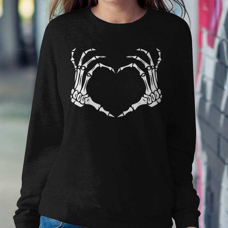 Skeleton Hands Heart Sign Retro Halloween Girls Women Sweatshirt Unique Gifts