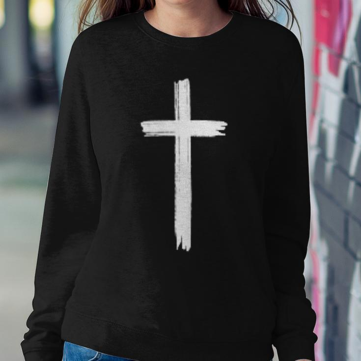 Small Cross Subtle Christian Minimalist Religious Faith Women Sweatshirt Personalized Gifts