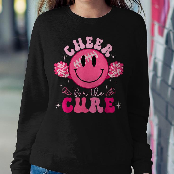 Smile Face Cheer For A Cure Cheerleading Breast Cancer Mom Women Sweatshirt Funny Gifts