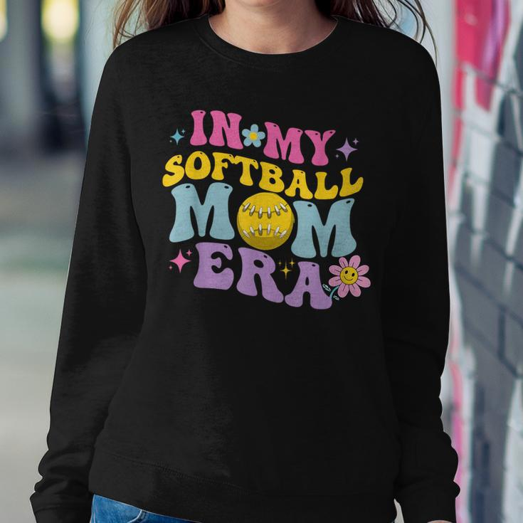 In My Softball Mom Era Retro Groovy Mom Life For Game Day Women Sweatshirt Unique Gifts