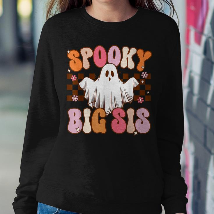 Spooky Big Sis Halloween Sister Ghost Costume Retro Groovy Women Sweatshirt Unique Gifts