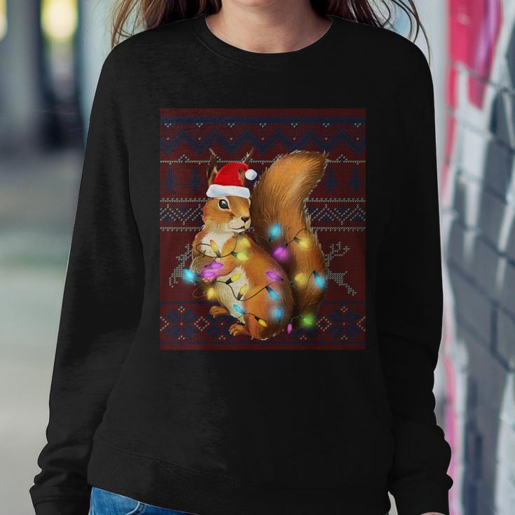 Squirrel Christmas Lights Ugly Sweater Squirrel Lover Women Sweatshirt Funny Gifts