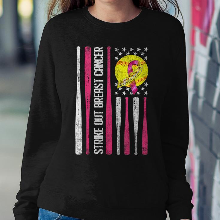 Strike Out Breast Cancer Softball Fight Awareness Women Sweatshirt Funny Gifts