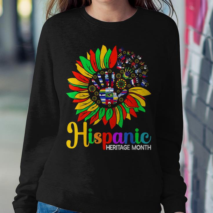 Sunflower Latino Hispanic Heritage Month Roots And Flags Women Sweatshirt Funny Gifts