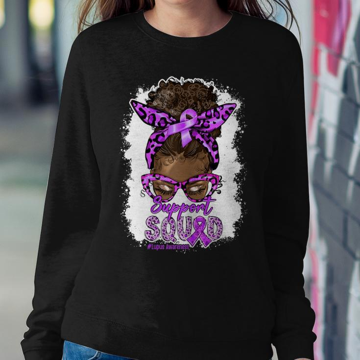 Support Squad Afro Messy Bun Leopard Lupus Awareness Women Sweatshirt Unique Gifts