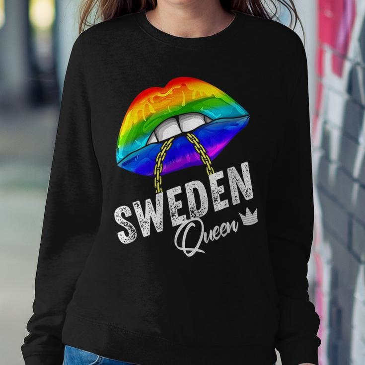 Sweden Queen Lgbtq Gay Pride Flag Lips Rainbow Swedish Women Sweatshirt Unique Gifts