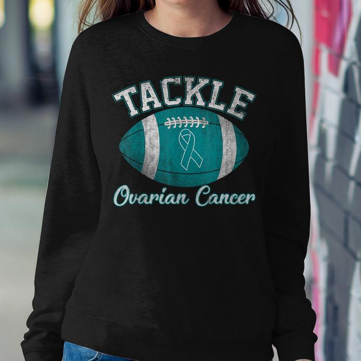 Tackle Ovarian Cancer Awareness Football Lovers Women Sweatshirt Unique Gifts