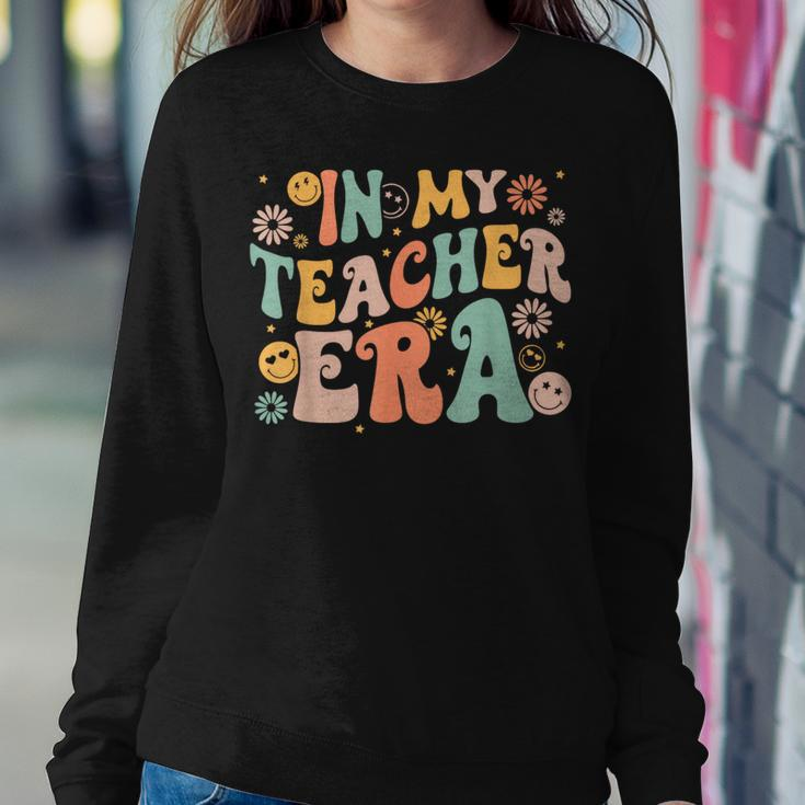 In My Teacher Era Cute Smile Face Groovy Teacher Era Women Sweatshirt Personalized Gifts