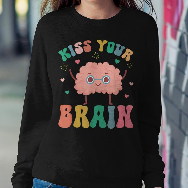 Teacher Kiss Your Brain Student Cute Back To School Women Sweatshirt Unique Gifts