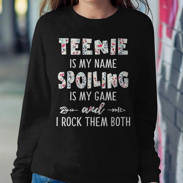 Teenie Grandma Gift Nie Is My Name Spoiling Is My Game Women Crewneck Graphic Sweatshirt Funny Gifts