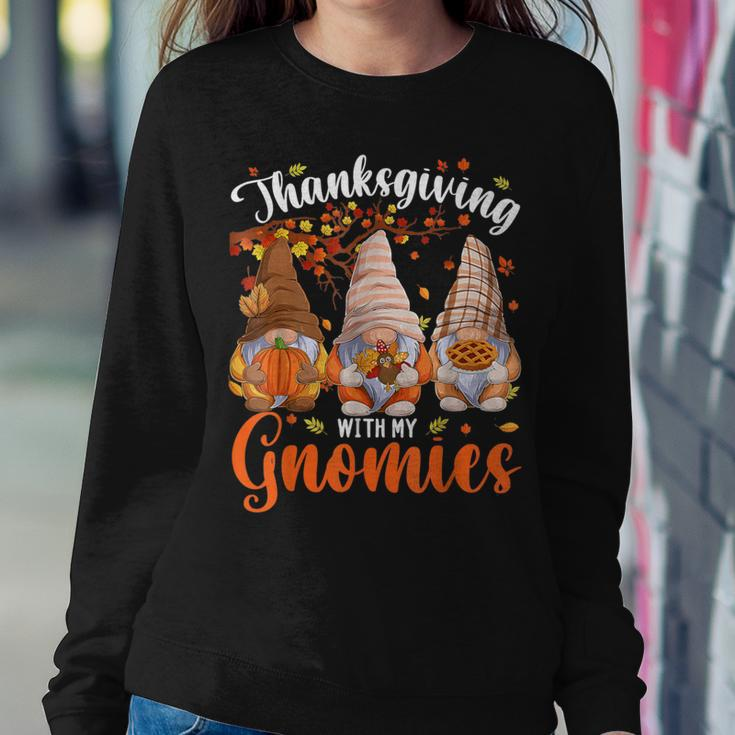 Thanksgiving With My Gnomies Fall Autumn Vibes Gnome Pumpkin Women Sweatshirt Unique Gifts