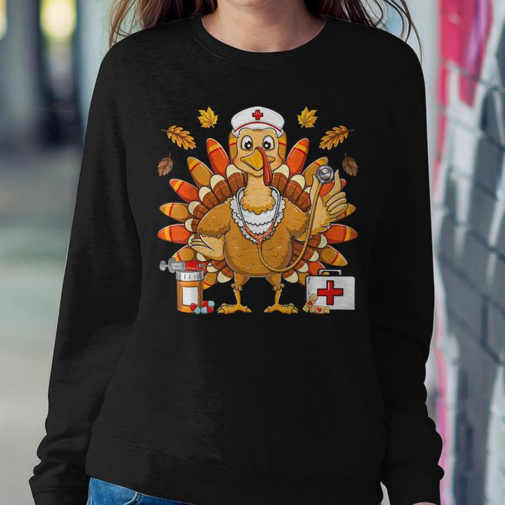 Thanksgiving Turkey Nurse Holiday Nursing Scrub Tops Women Women Sweatshirt Funny Gifts
